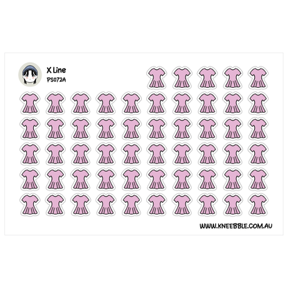a grid of pink dress icons arranged in rows and columns.