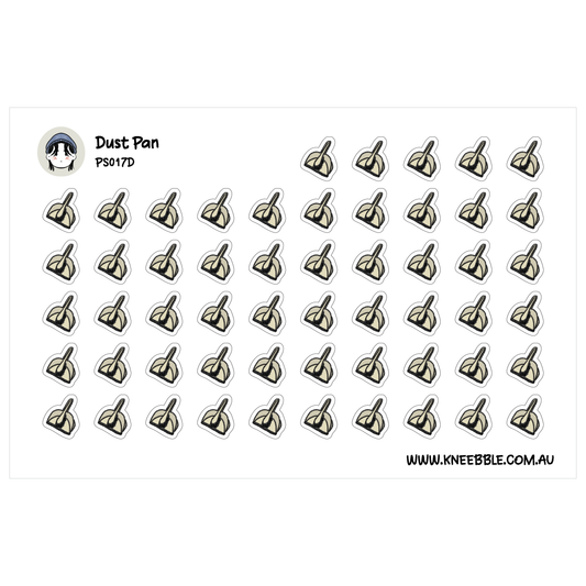 a grid of small, stylized icons depicting various objects, such as a dust pan, a broom, and a mop.