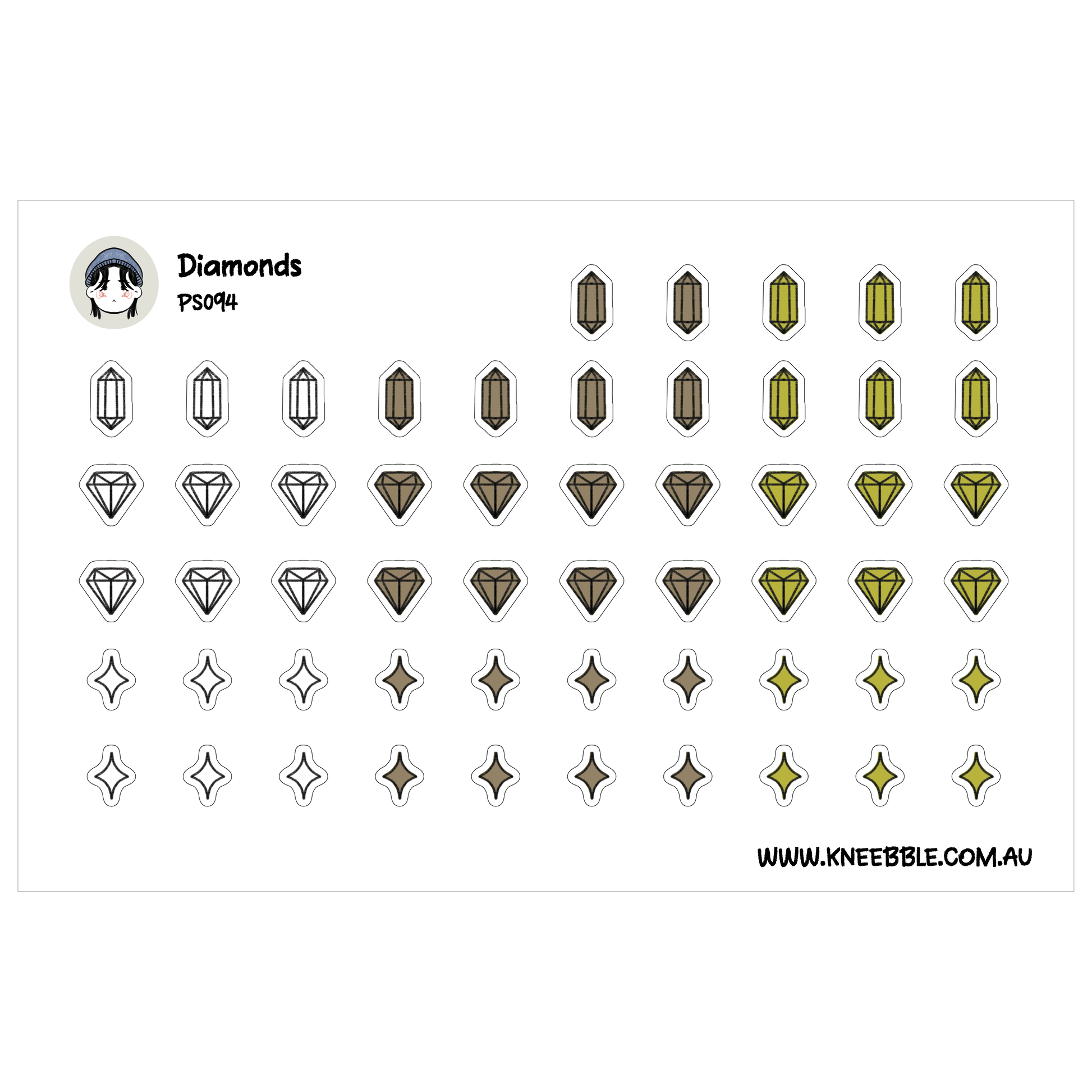 a collection of various diamond shapes, including diamonds of different sizes and colors, as well as some diamond-shaped icons. The image does not contain any text or specific details about the objects, and it does not depict a scene or a person. The image is a simple arrangement of diamond shapes and icons, without any additional context or narrative.