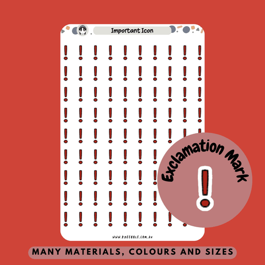 Exclamation urgent warning sign stickers for serious tasks and prioritise tasks in your planner.