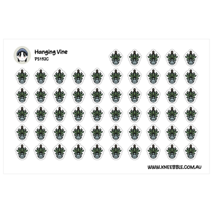 a grid of identical stickers, each featuring a stylized illustration of a hanging vine plant. The stickers are arranged in rows and columns, creating a visually organized and repetitive pattern.
