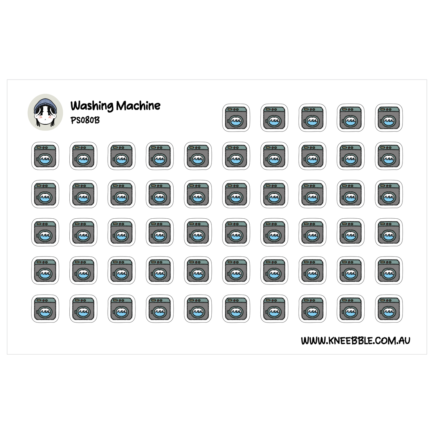 a grid of small icons or illustrations, each depicting a washing machine. The icons are arranged in a visually organized manner, with each row containing a specific number of icons. The image does not contain any text, and the icons are not described in detail.