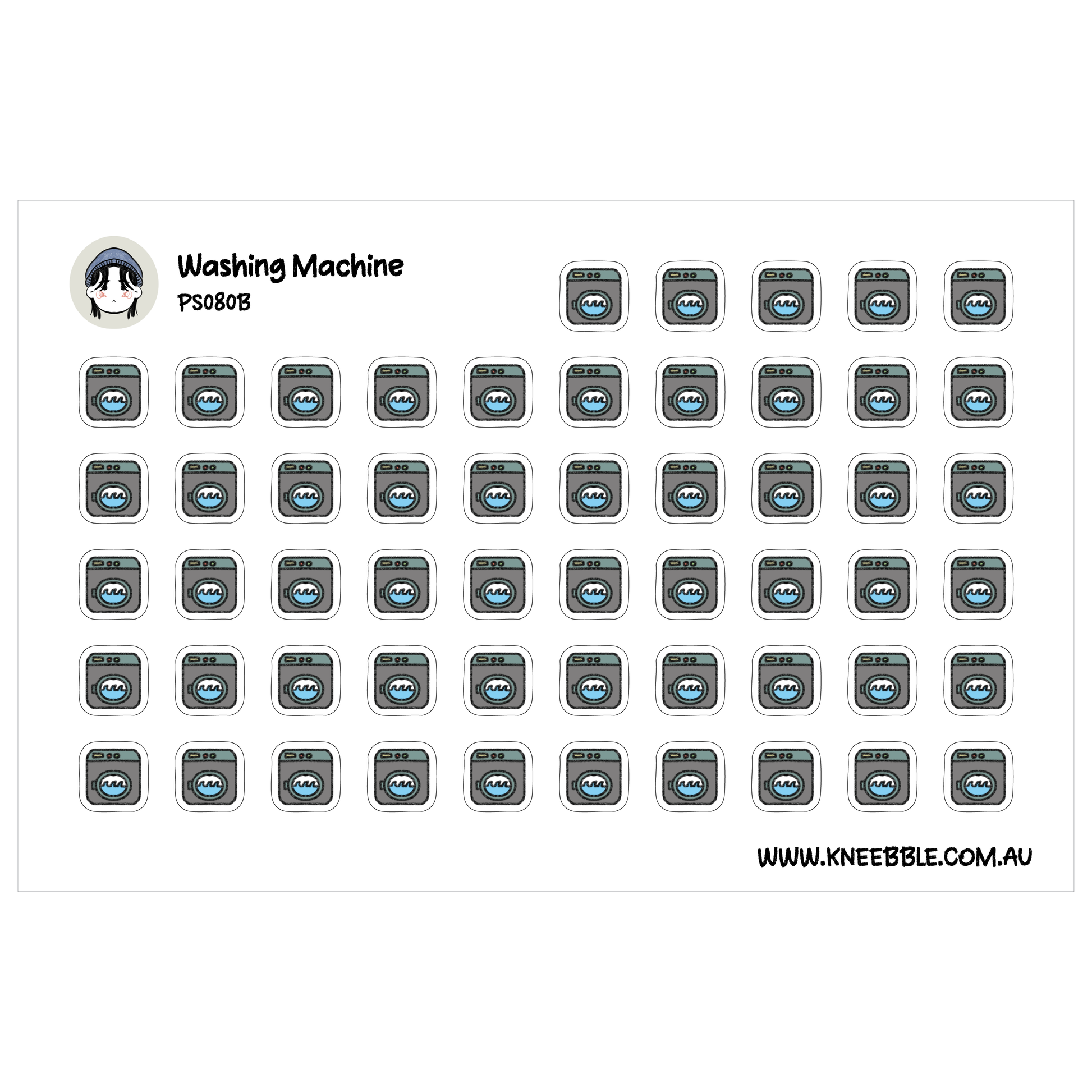 a grid of small icons or illustrations, each depicting a washing machine. The icons are arranged in a visually organized manner, with each row containing a specific number of icons. The image does not contain any text, and the icons are not described in detail.