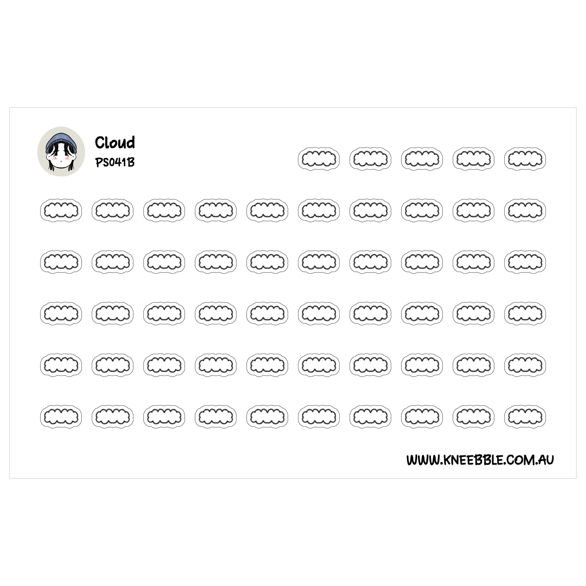 a grid of various cloud-like shapes, which appear to be a form of abstract art or design. The shapes are arranged in rows and columns, creating a visually interesting pattern. The image does not contain any text or specific objects, and the overall composition is minimalistic and simple.