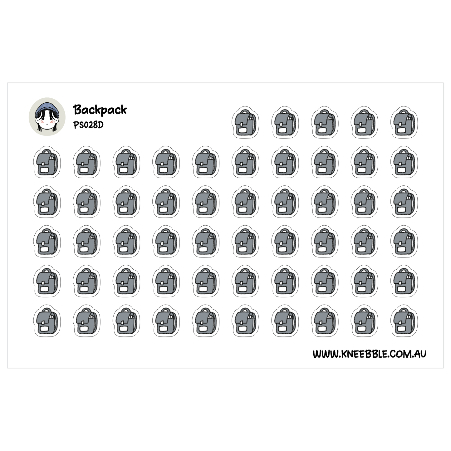 a grid of gray icons representing backpacks, arranged in rows and columns.