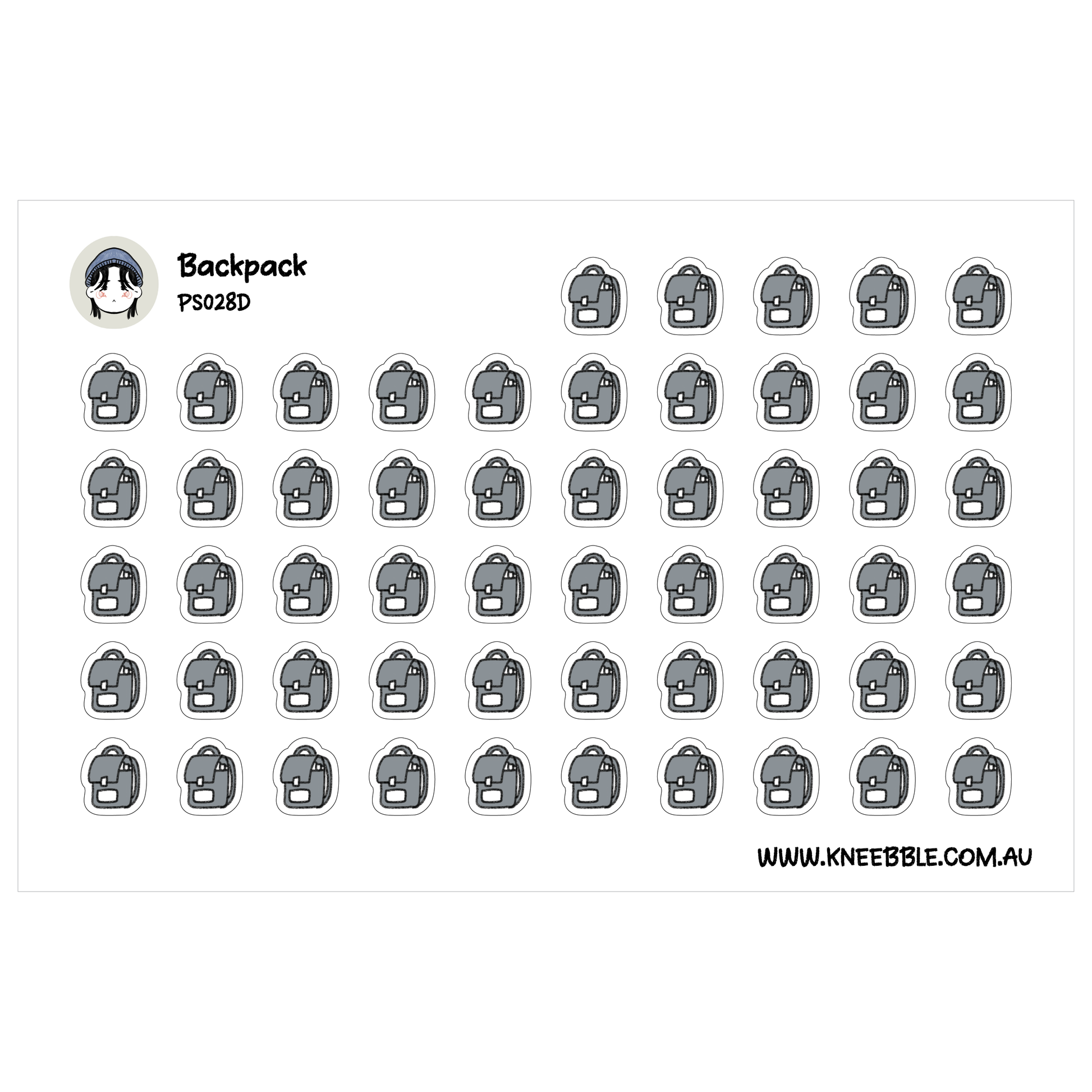 a grid of gray icons representing backpacks, arranged in rows and columns.