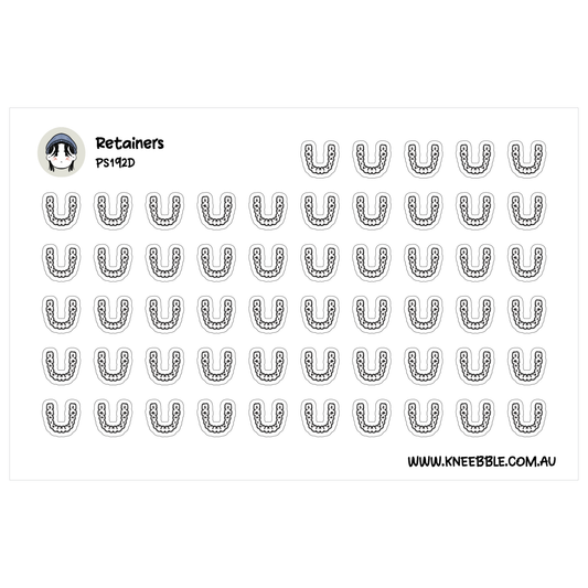 a grid of black and white illustrations of teeth, arranged in rows and columns.