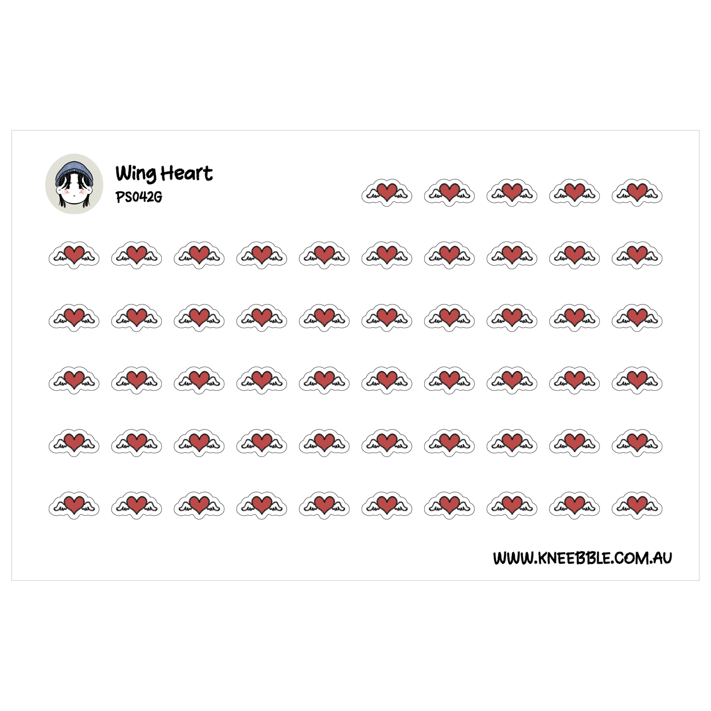 a grid of red heart-shaped stickers arranged in rows and columns.