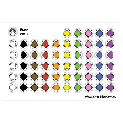 The image is a collection of colorful star-shaped stickers, each with a unique color and design.