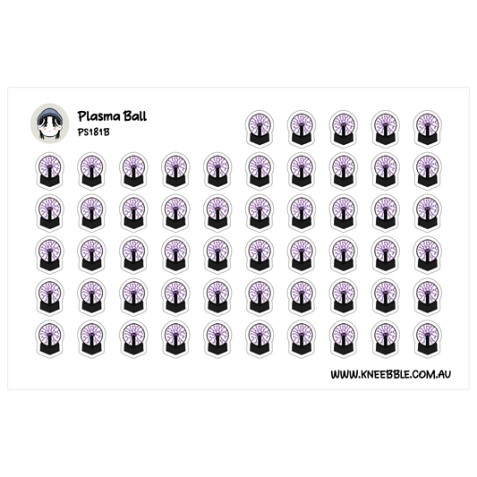 a grid of small purple and black icons arranged in rows and columns, with the text "Plasma Ball" and "PS1818" visible above the icons.