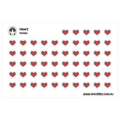 a grid of red heart-shaped stickers arranged in rows and columns.
