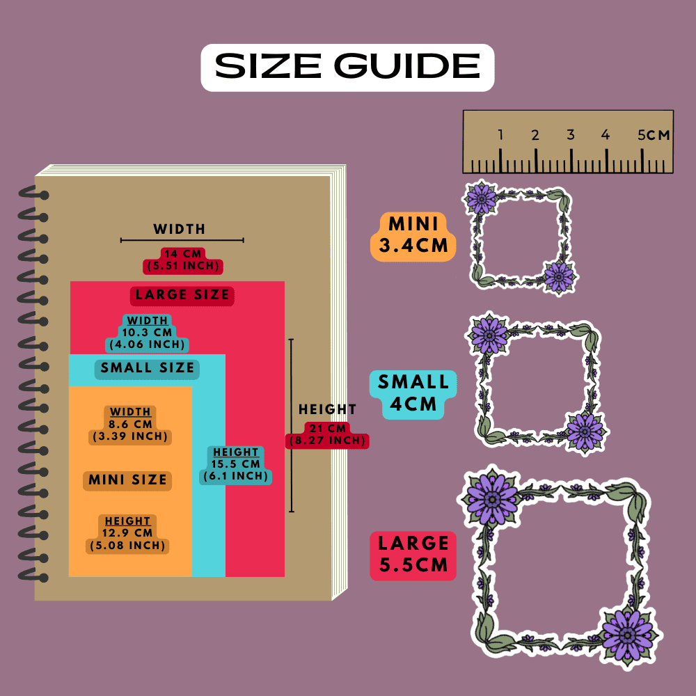 Flower vines frame border icon stickers reference guide, choose from mini, small and large sizes.