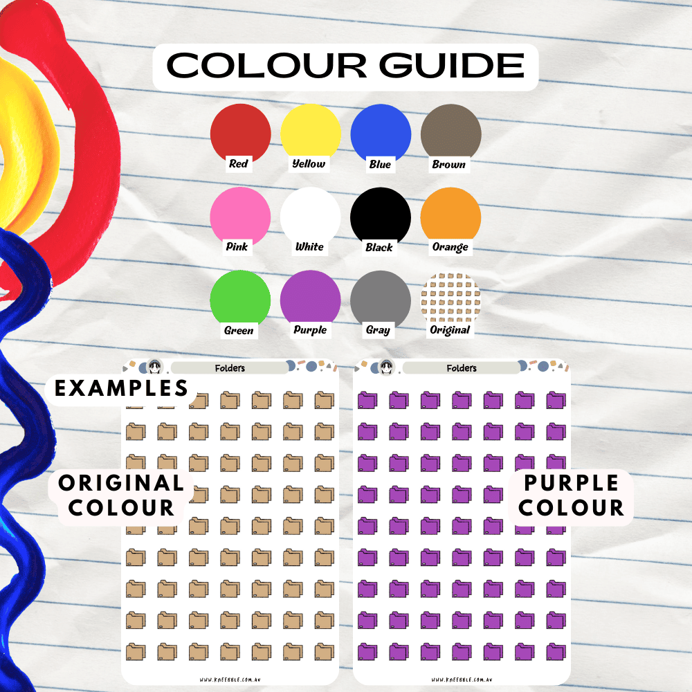 Folder file colour guide stickers, choose from many colours such as purple and red.