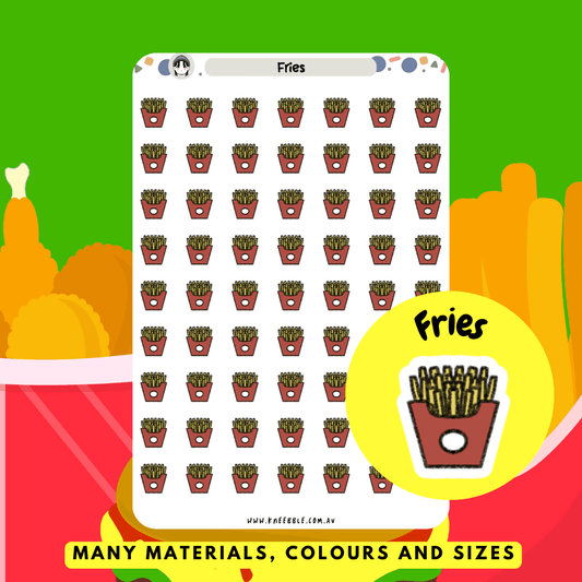 Stickers featuring crispy fries and potato chips, ideal for adding a crunchy and fun element to planners, meal planning, or decorating journals and scrapbooks.