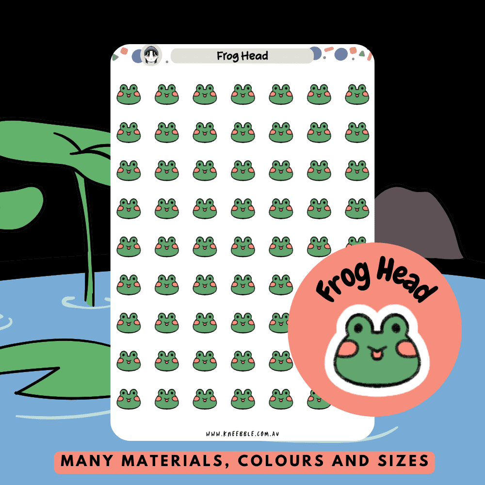 Stickers featuring various frog designs, including cute and playful frogs, perfect for adding a fun and nature-inspired touch to planners and journals.