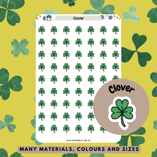 Stickers featuring lucky clover designs, including four-leaf clovers and shamrocks, perfect for adding a touch of Irish luck to planners and journals.