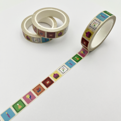 Animal Birthday Washi Tape - Party Gift Scrapbook Celebrations - 1cm & 1.5cm x 5m