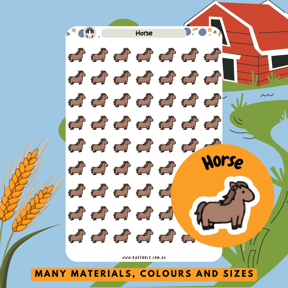 Horse galloping farm stickers, great for horse riders, animal lovers and tending the farm.