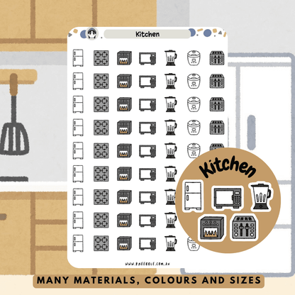 Kitchen appliances planner stickers great for organising tasks on what to cook, things to clean or just getting ready and starting your day with delicious meal prep and food!