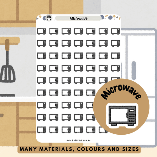 Microwave kitchen planner stickers, reheat quick easy meals, keep track of food on the go and stay organised with these planner stickers!