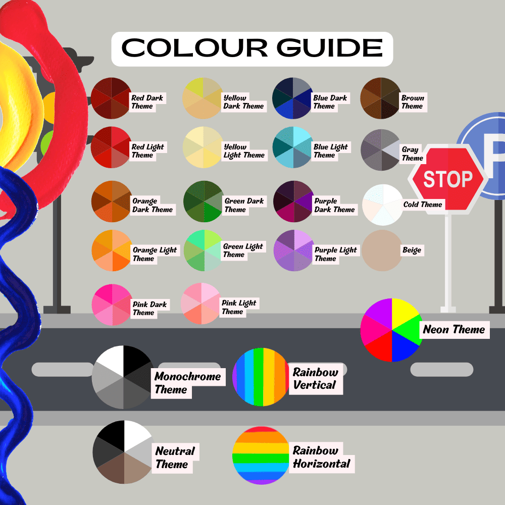 More colour options for the driving session learning planner stickers, choose from themes such as monochrome and rainbow styles.