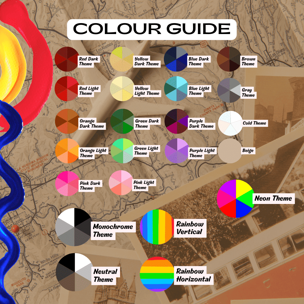 More colour option guide for location icon stickers including rainbow and monochrome styles.