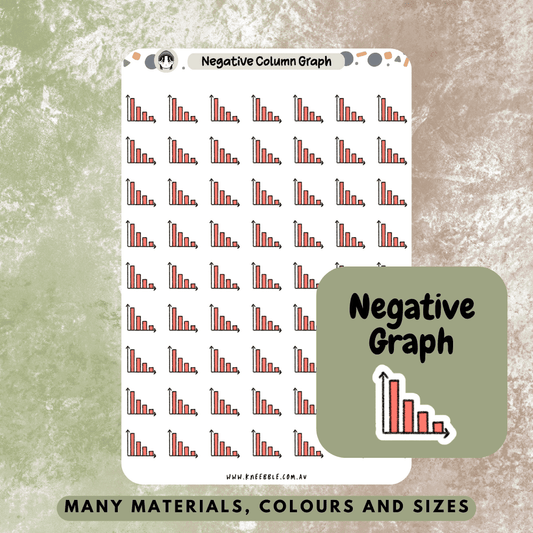 Negative downward trend bar graph stickers, great for finance and budgeting to help keep on track of your goals and stay motivated!