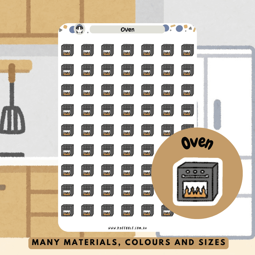 Oven kitchen appliances planner stickers, great for keeping track of baking, cooking food and have fun doing household tasks!