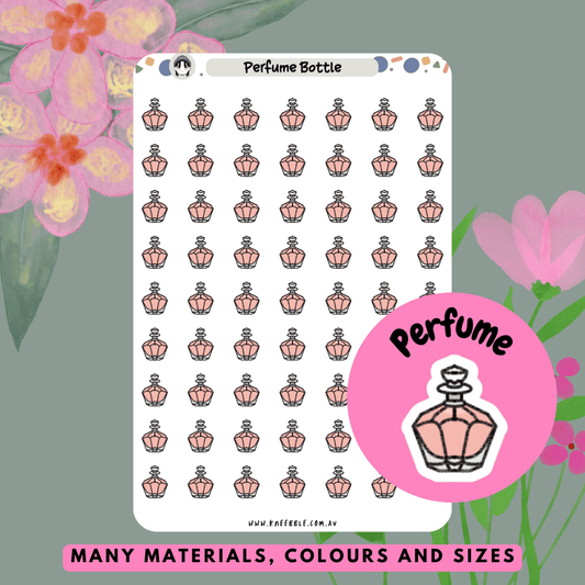 Stylish perfume bottle planner stickers featuring elegant and chic perfume bottles, perfect for adding a touch of luxury and beauty to planners, journals, or scrapbooks.