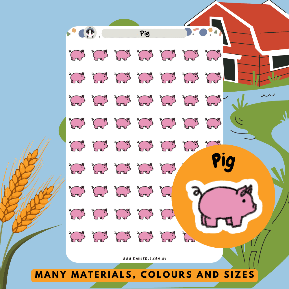 Farm pig planner stickers, great for decorating your scrapbooks, journals, or reminders as bacon meals, oink oink!