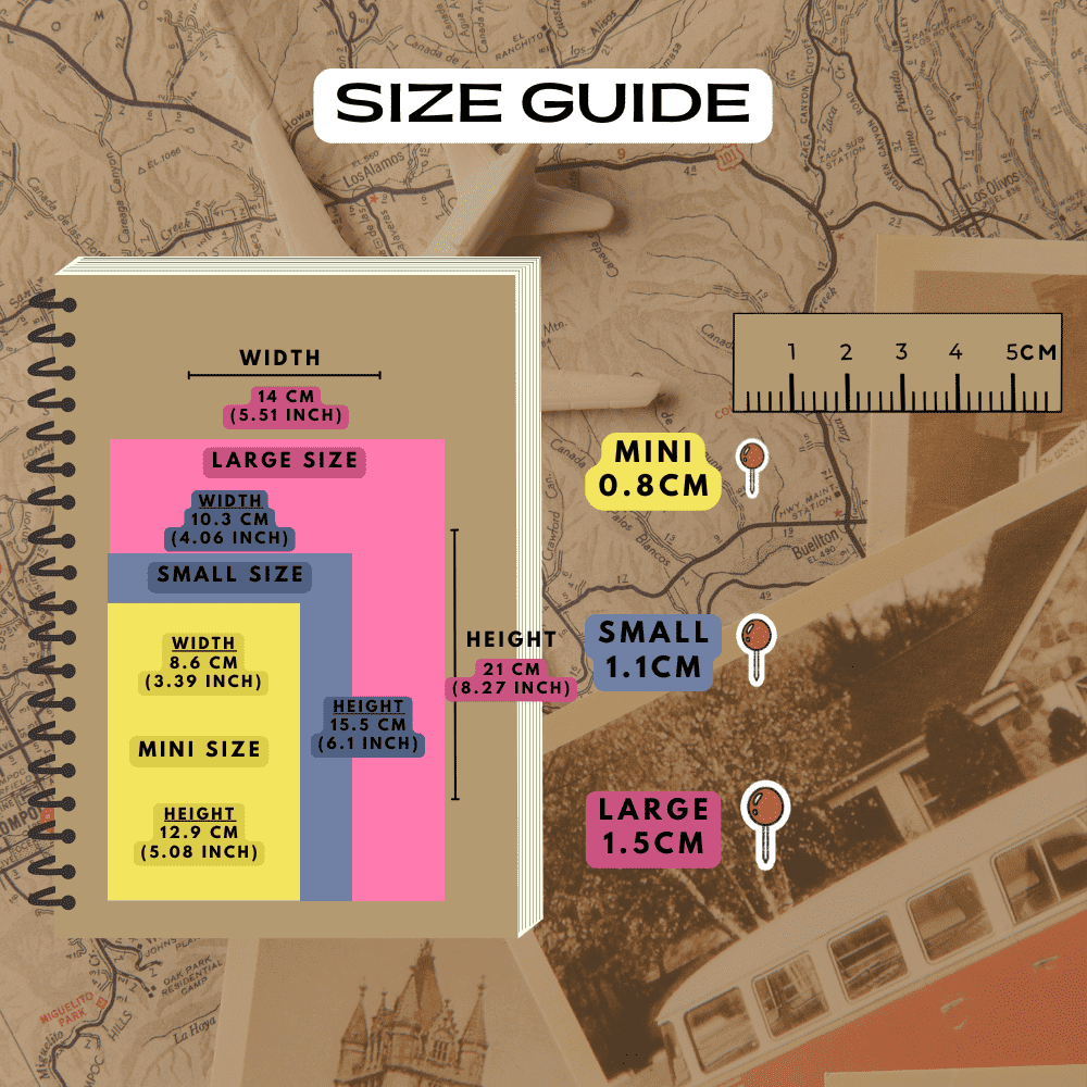 Pin icon stickers size guide comparison.