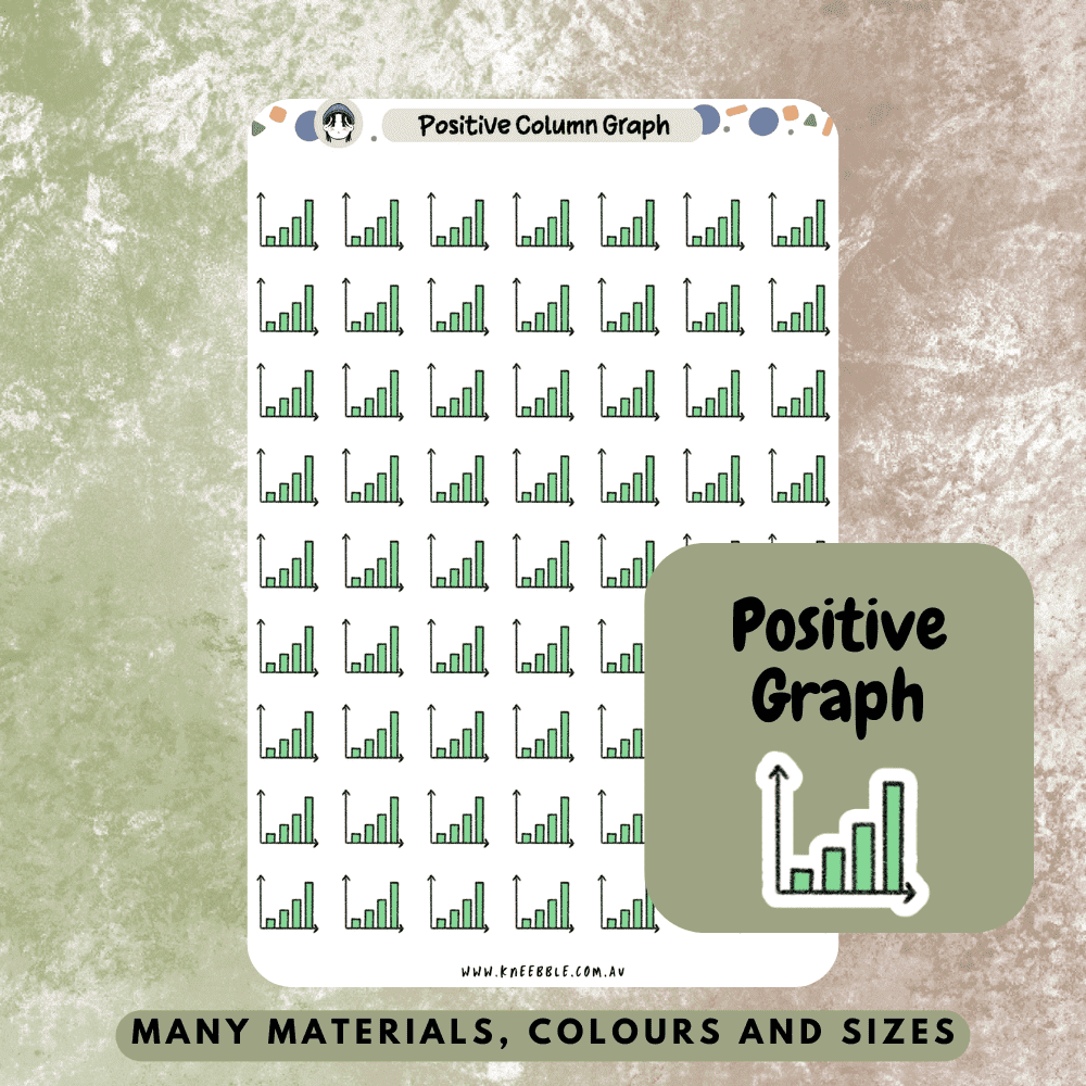 Positive graph chart label adhesives, great for annotating business reports, finance budgeting and tracking trends for goal setting.