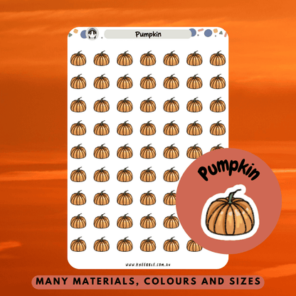 Cute pumpkin planner sticker in an autumn theme with cozy seasonal colors, perfect for decorating planners, journals, and scrapbooks during fall or Halloween.
