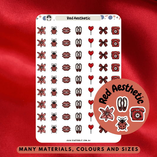 These red aesthetic planner stickers are perfect for anyone who loves bold and powerful visuals in their planning routine. With shades ranging from cherry to deep crimson, they’re great for color-coded planning, mood spreads, or creative journaling. Whether you're marking special days or just adding flair to your weekly layout, these stickers bring passion and energy to your pages.