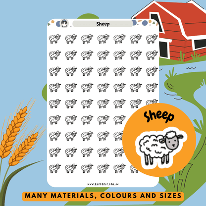 Fluffy woolly sheep planner stickers, great for farm lovers and decorating your planners and journals.