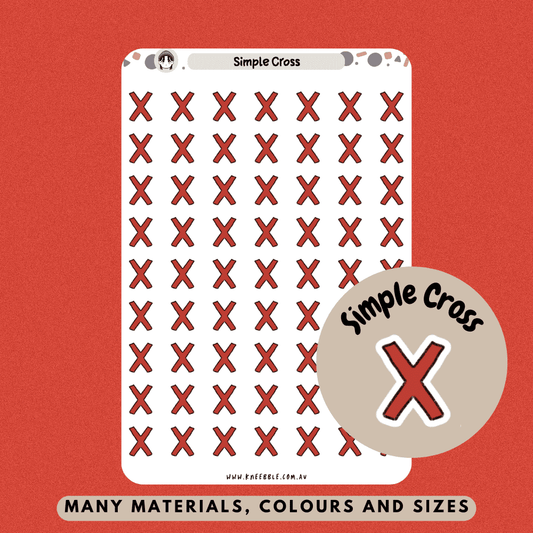 Simple red X mark cross icon stickers for journals and planners.