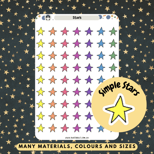 Basic star shape planner stickers for achievements, rewards and tracking progress for journals and diaries.