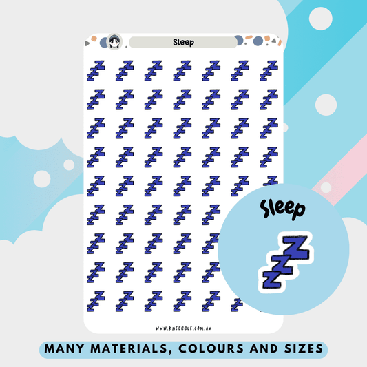 Sleep snooze zzz blue stickers great to log schedules for sleep routines and planners for a healthy lifestyle.