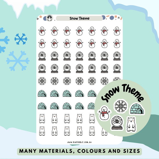 Snow theme winter cold weather vibes planner stickers great for marking calendar dates for events or decorating your planners and journals.