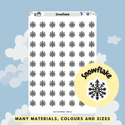 Stickers featuring various snowflake designs, ideal for adding a wintry, frosty touch to planners and journals, especially during the colder months.