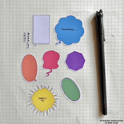 Expressive planner stickers featuring speech bubbles, chat icons, and thinking clouds. Perfect for marking conversations, brainstorming, or adding creative flair to journals, planners, or scrapbooks. Great for communicators, students, and anyone who loves playful and expressive designs in their planning.