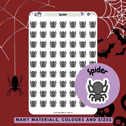 Spooky spider planner stickers, perfect for Halloween themed decorations or animal inspired planner pages.