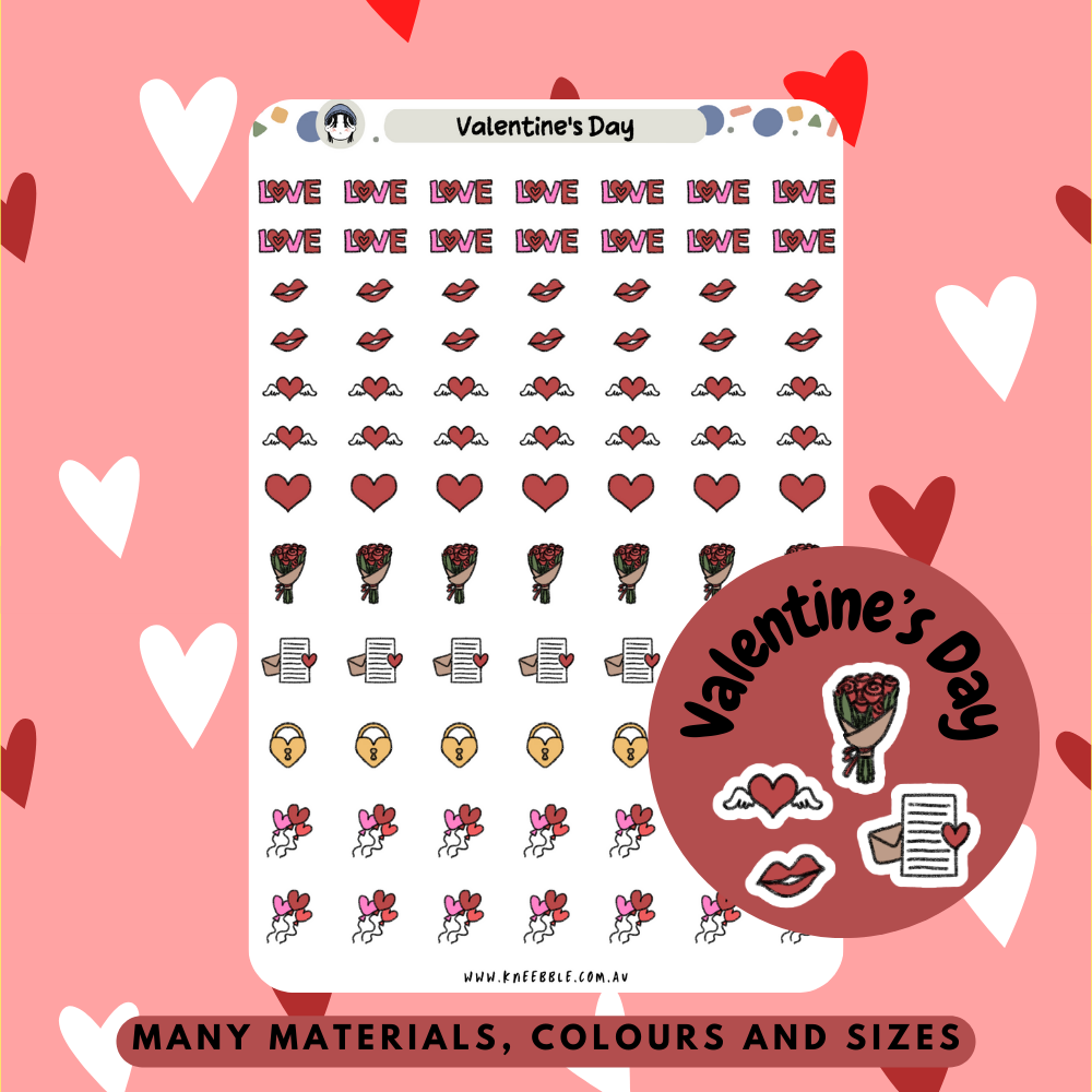 Valentine's Day Planner Stickers - Kneebble