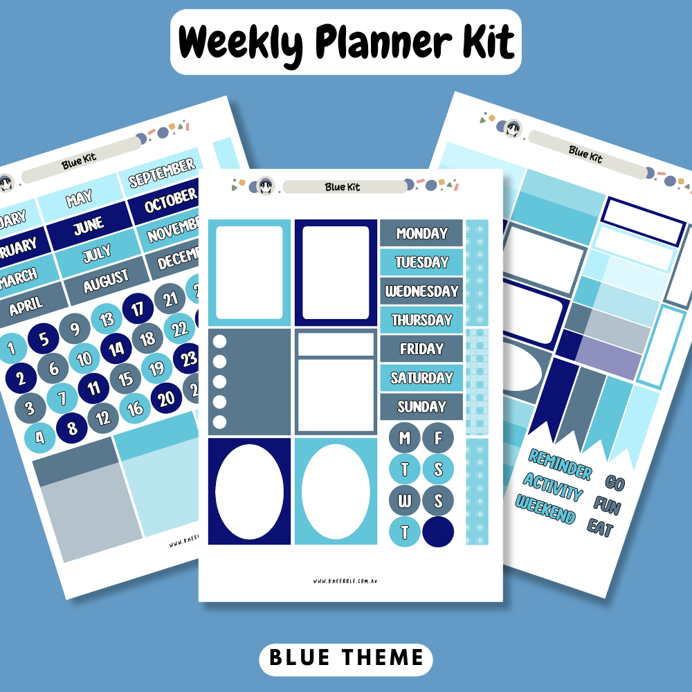 Blue Planner Kit - Week And Month Planner Stickers