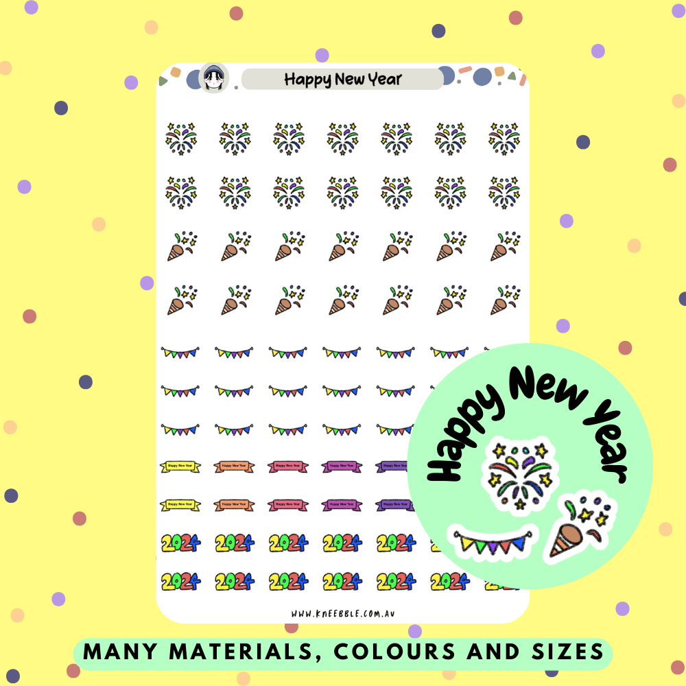 Happy New Year Planner Stickers - Kneebble