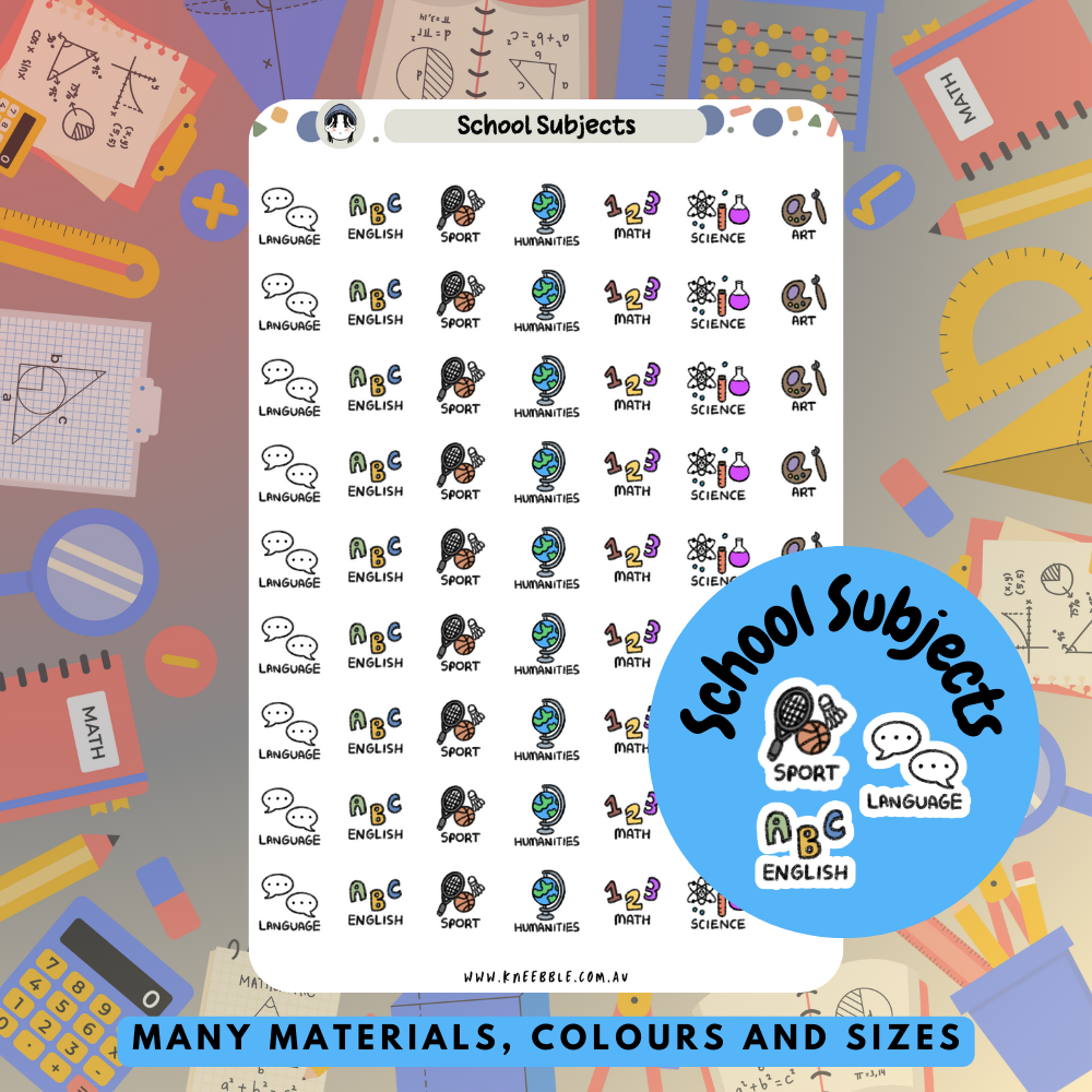 School Subjects Planner Stickers