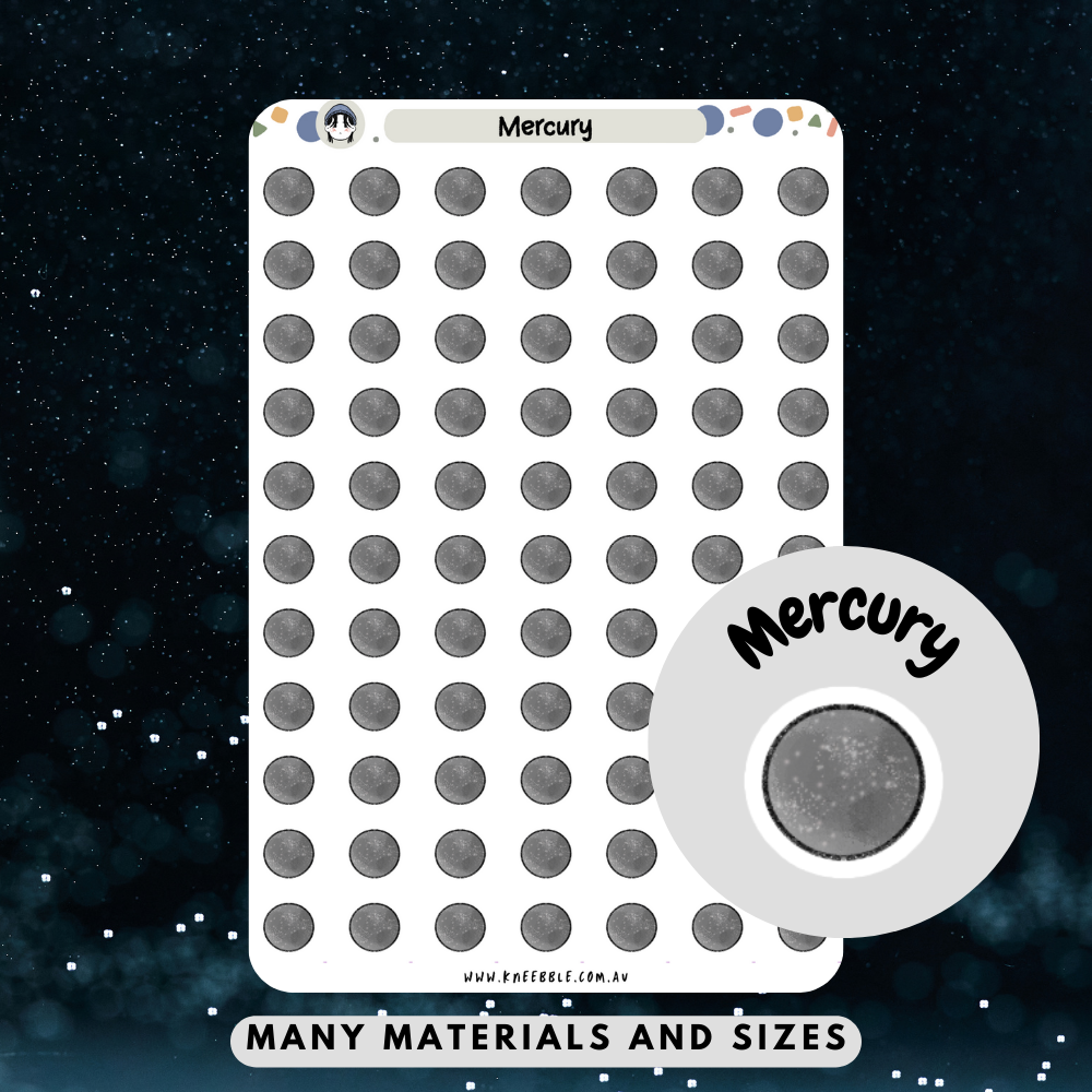 Mercury Planet Planner Stickers - Kneebble