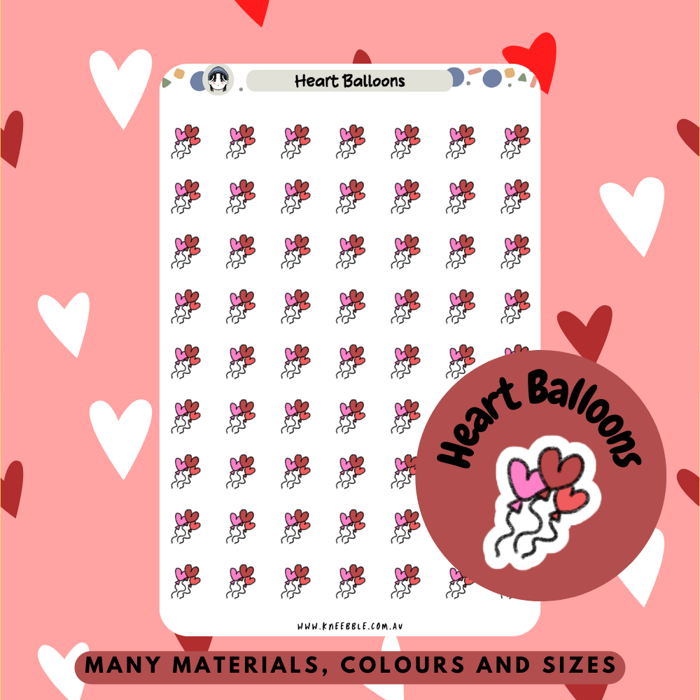 Heart Balloons Planner Stickers - Kneebble