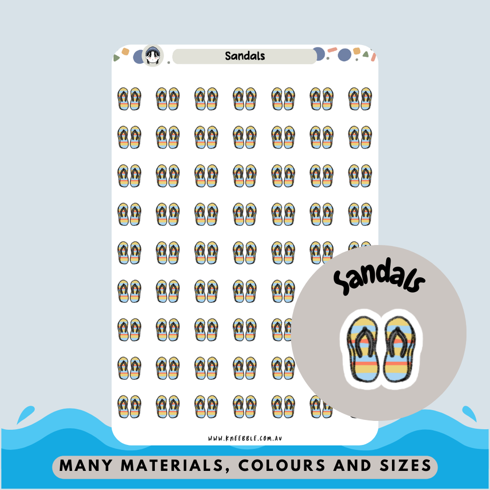 Sandals Footwear Planner Stickers - Kneebble