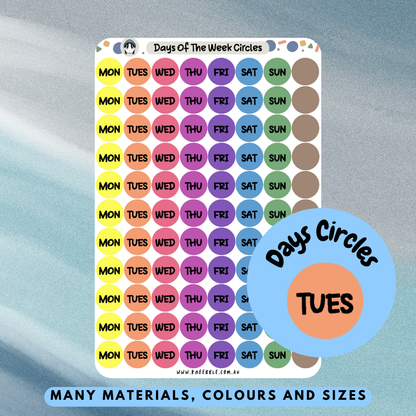 Circle Days Of The Week Planner Stickers